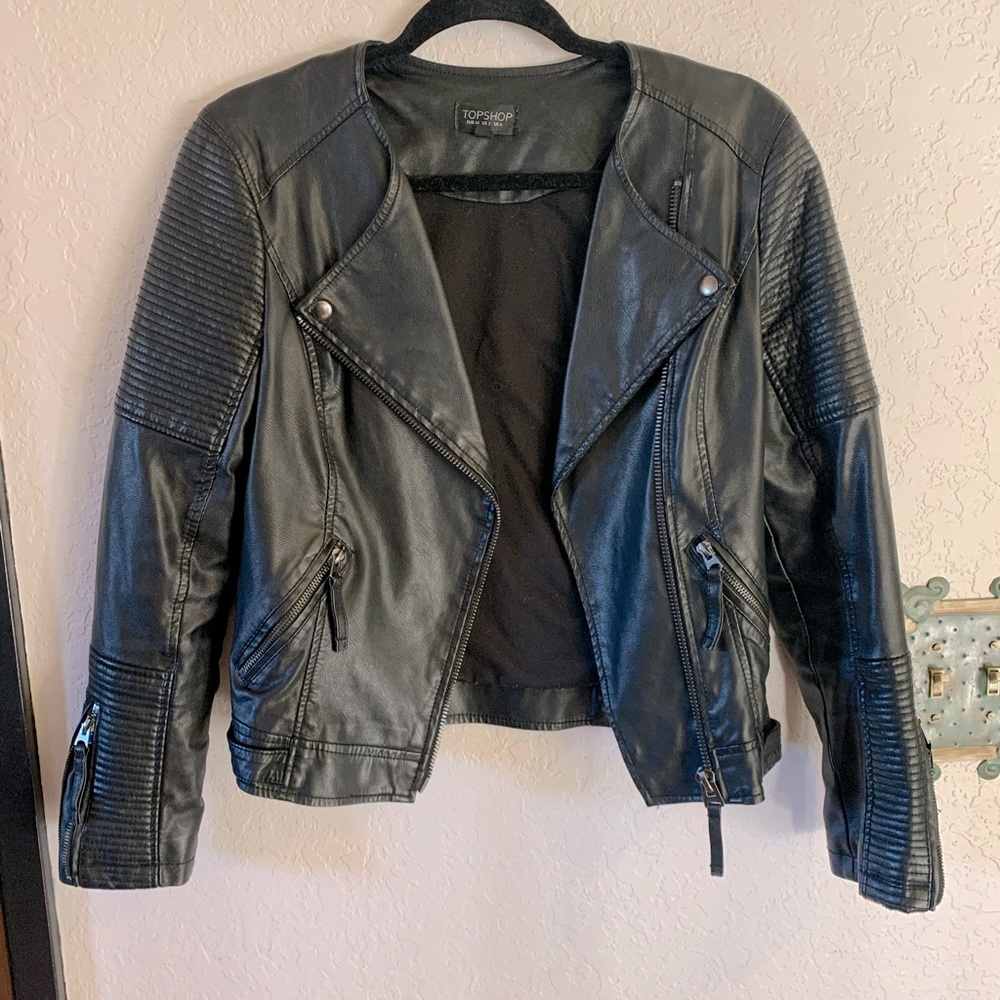 Topshop Vegan Leather Moto Jacket